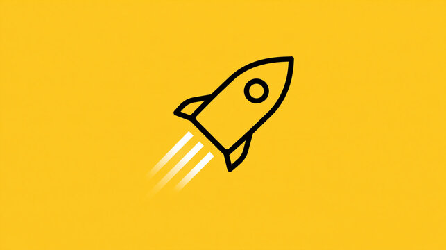 rocket launch on yellow background,flat illustration
