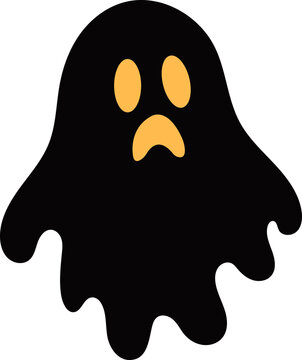 Cute Black Halloween Ghost Vector Illustration