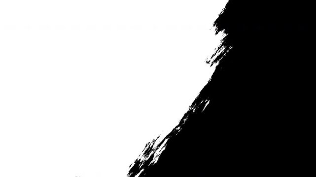 Smooth paint brush transition animation with diagonal direction with black background . suitable video transition and seamless scene wipes, alpha channel and tranparent only 4k