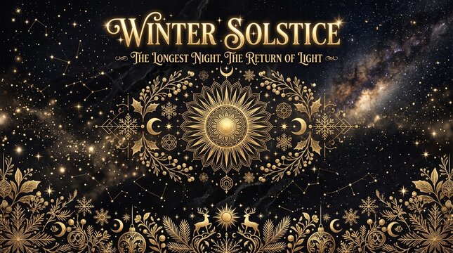 Luxury black and gold winter solstice background