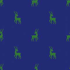 Navy Reindeer pattern weave seamless fabric, satin surface texture for Christmas background, backdrops, wallpaper, clothing, textiles, wrap, package © pariketan