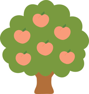 Peach Tree Full of Peaches Orchard Illustration