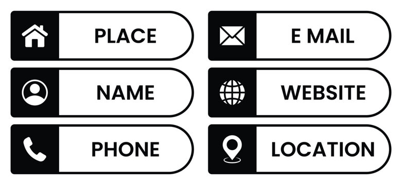 Contact, communication icon vector set. Contact  sign and symbol. This includes icons for home, email, name, website, phone, and location. Collection of contact and communication vector illustration.