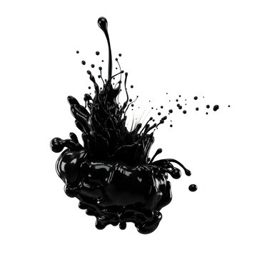 Dynamic black liquid splash explosion isolated