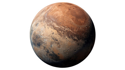 Planet Mars sphere with surface texture isolated on transparent background. © Gabriel