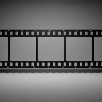 Empty film strip frame detail in studio lighting