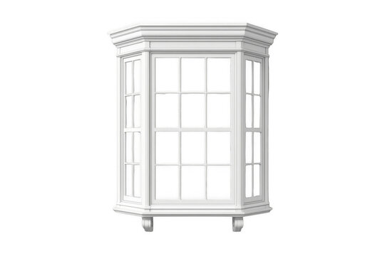 White Bay Window with Multiple Glass Panes Isolated