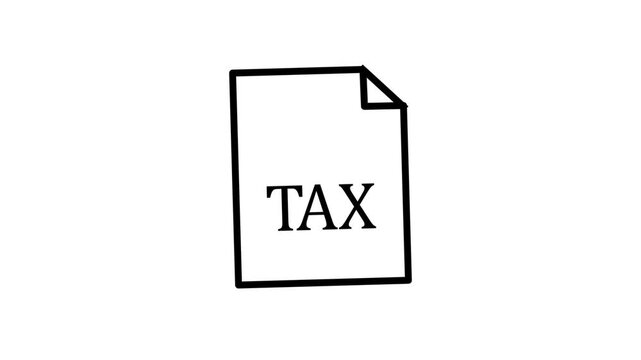Minimalist Tax Document Icon Wiggling Animation on White Background.