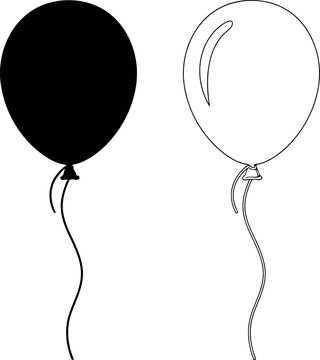 Black and white balloon with string