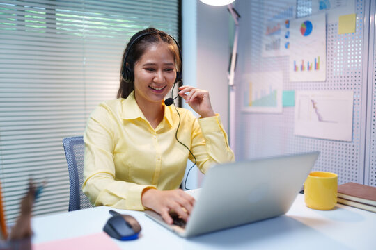 Customer Service Call Center Agent Providing Support and Client Assistance