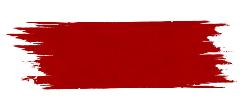Red paint brush stroke texture isolated on transparent background, grunge red paintbrush stroke banner, dark red acrylic paint stroke, horizontal paint stain element