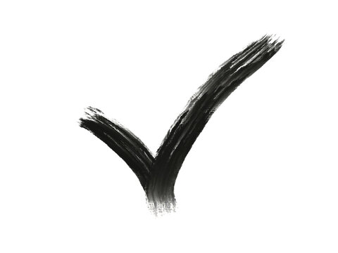 Black hand drawn check mark sign icon png transparent background
