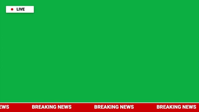 Breaking news lower third live banner animation breaking news lower third on green screen background for live streams, news videos, and TV broadcast 4k video