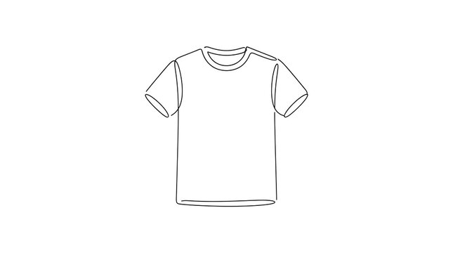 Simple continuous line sketch of a basic crew neck t-shirt with clothing minimalist template silhouette illustration