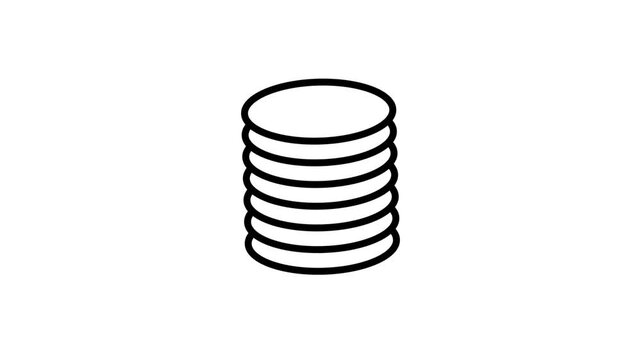 Hand drawn stack of coins animation on white background.