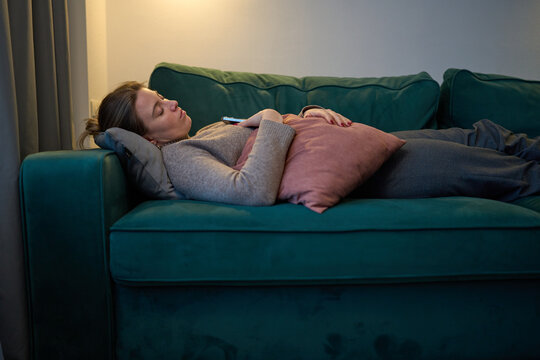 Peaceful evening rest on sofa with gentle cozy warmth