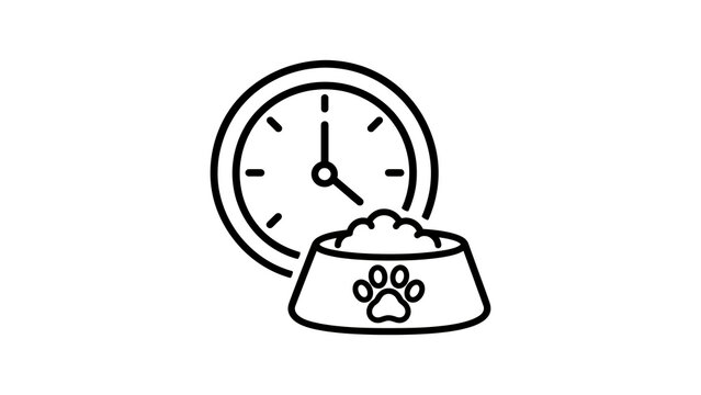 Clock and pet food bowl for scheduled feeding and animal nutrition reminders.