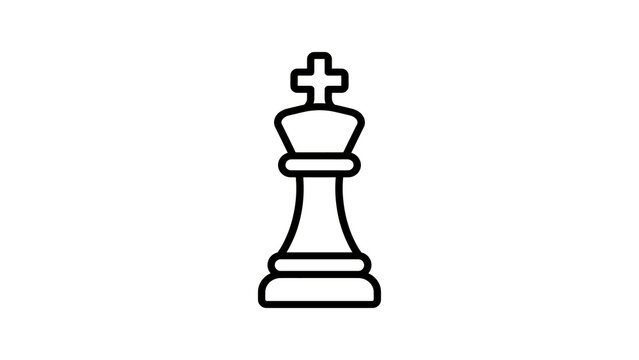 King chess piece simple line art icon on transparent background.