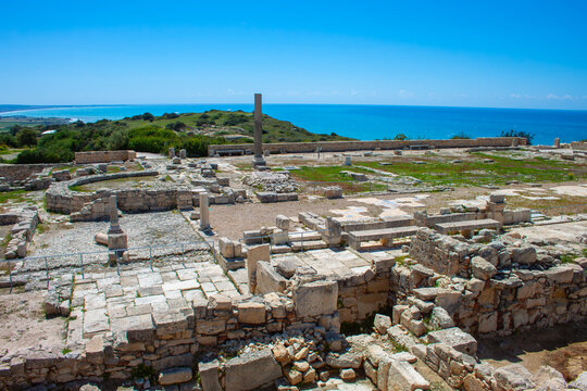 Ancient Kourion near Lemesos city in Cyprus. Early Christian Basilica. The Kourion Episcopal Basilica. (Akrotiri