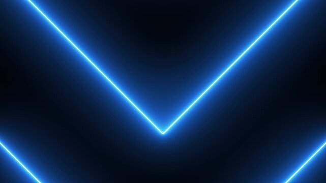 Abstract techno background with blue neon lights. Striped texture in cross shape for innovation concept. Seamless loop.