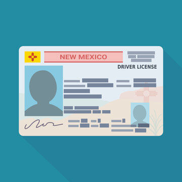 Standard New Mexico driver license card with photo placeholder and signature, symbolizing official personal identification, state driving credentials, and legal authorization.