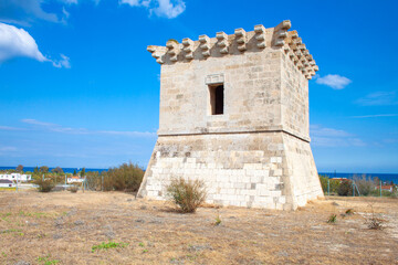 Obraz premium Tower of Kiti, Pervolia village, near Larnaca city in Cyprus