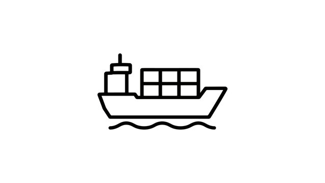 Cargo ship container vessel line icon symbolizing maritime logistics.