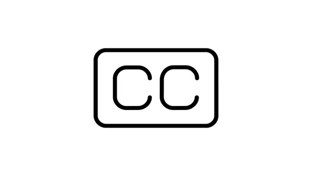Closed captioning box icon for video subtitles and deaf inclusion.