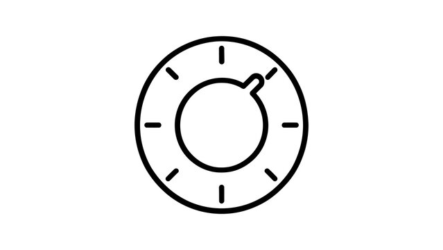Control dial knob line icon with level scale markings for adjustment.