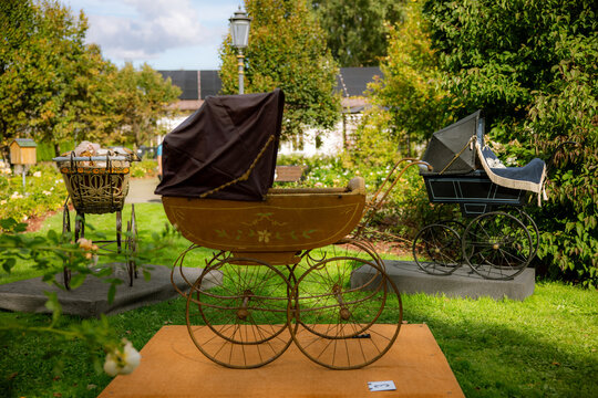 Antique Baby Carriages on Display 