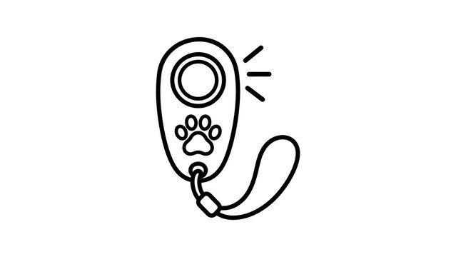 Dog training clicker with paw print illustration on a transparent background.