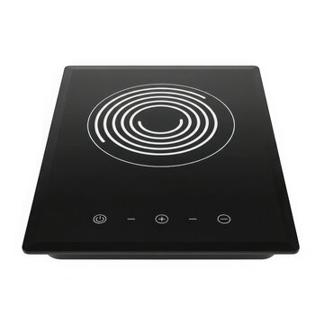 Modern black electric induction cooktop with control panel