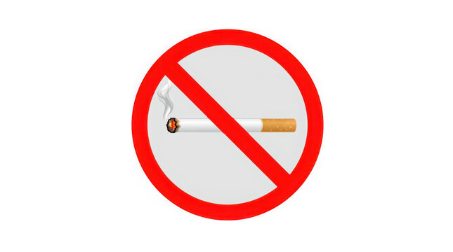 Red circle no smoking sign with cigarette icon