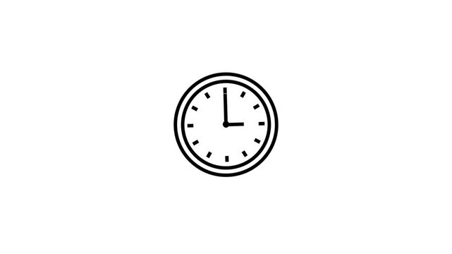 Minimalist Hand Drawn Wall Clock Icon Animated Loop on White Background.