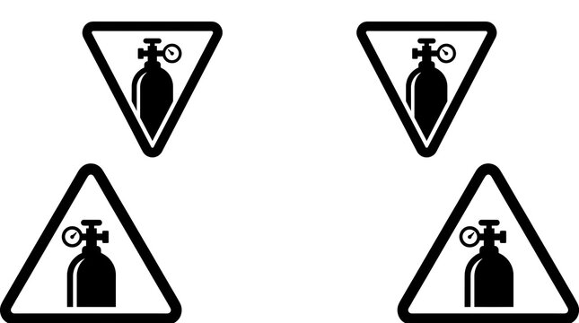 Compressed gas hazard warning signs collection.