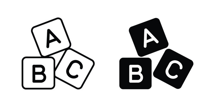 Alphabet blocks, flat silhouette vector representing ABC letters, child education, elementary school learning, preschool development, and educational concepts, EPS10.