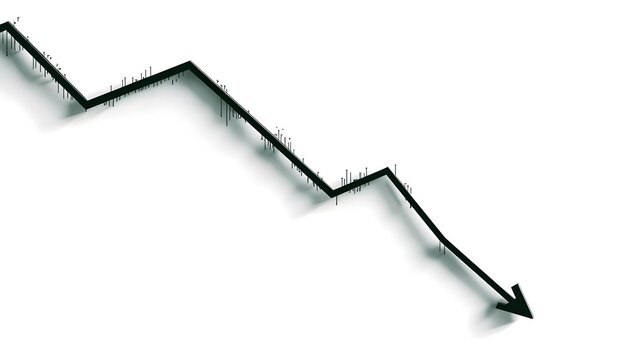 Black dwnward arrow isolated on white background