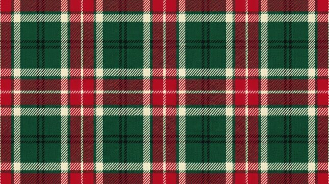 Classic scottish tartan design featuring a repeating pattern of red and green checks for seamless textile applications
