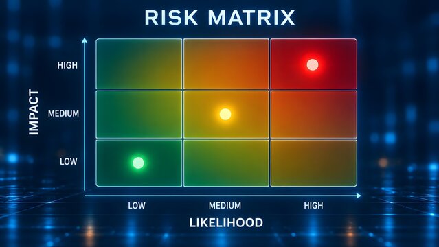 Risk Matrix Assessment Chart Evaluating Impact and Likelihood for Enterprise Strategic Planning and Audit