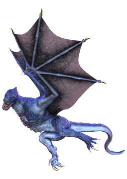 3D Rendering Fairy Tale Dragon on White