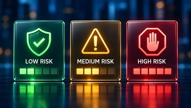 Risk Assessment Matrix Dashboard Displaying Low Medium and High Security Threat Levels