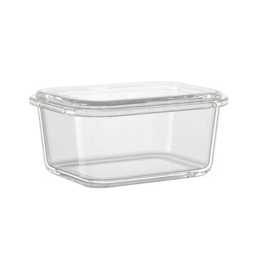Clear plastic rectangular food container with lid