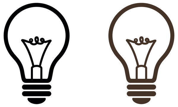 Minimalist light bulb outline icons representing bright ideas, innovation, and creative business.