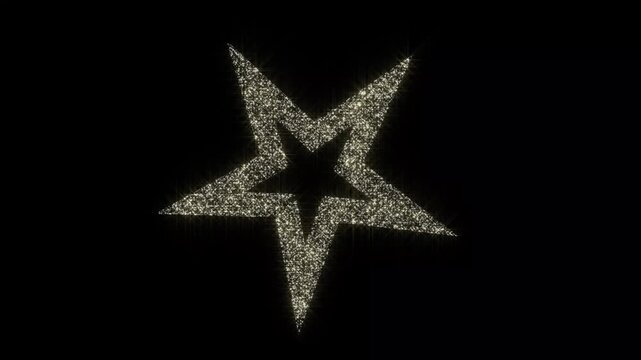 Golden glowing starlight glitter sparkle, gold twinkling stars, gold texture with shiny glittering stars animation on black background, Sparkling particles magic glittering.4k loop animation