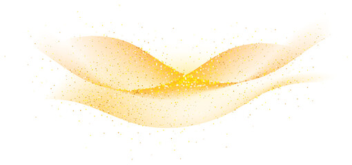 Obraz premium Golden sparkling decoration. Magical dust wave on transparent background. Gold glitter abstract wave. Luxury festive decoration for any holidays