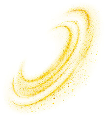Obraz premium Golden sparkling decoration. Magical dust circle concentric wave isolated on transparent background. Gold glitter abstract waves. Luxury festive decoration for any holidays. Vector illustration