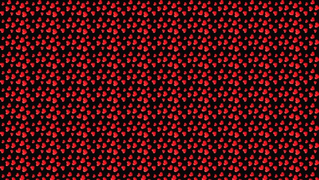 Seamless mini red heart confetti pattern on black background for romantic Valentine packaging and textile print design