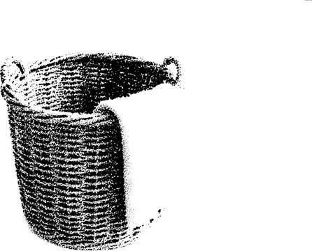 Halftone stippled retro grunge transparent basket with woven texture and towel