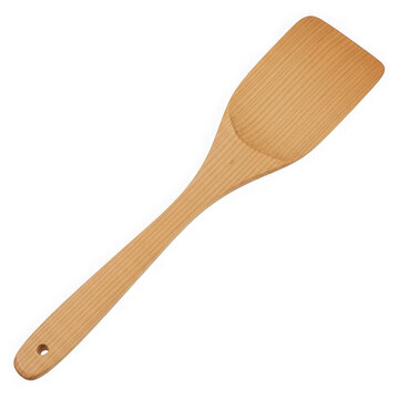Wooden kitchen spatula on white background