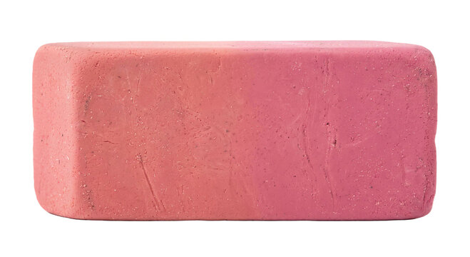 A single pink eraser with a gradient of color from light to dark pink